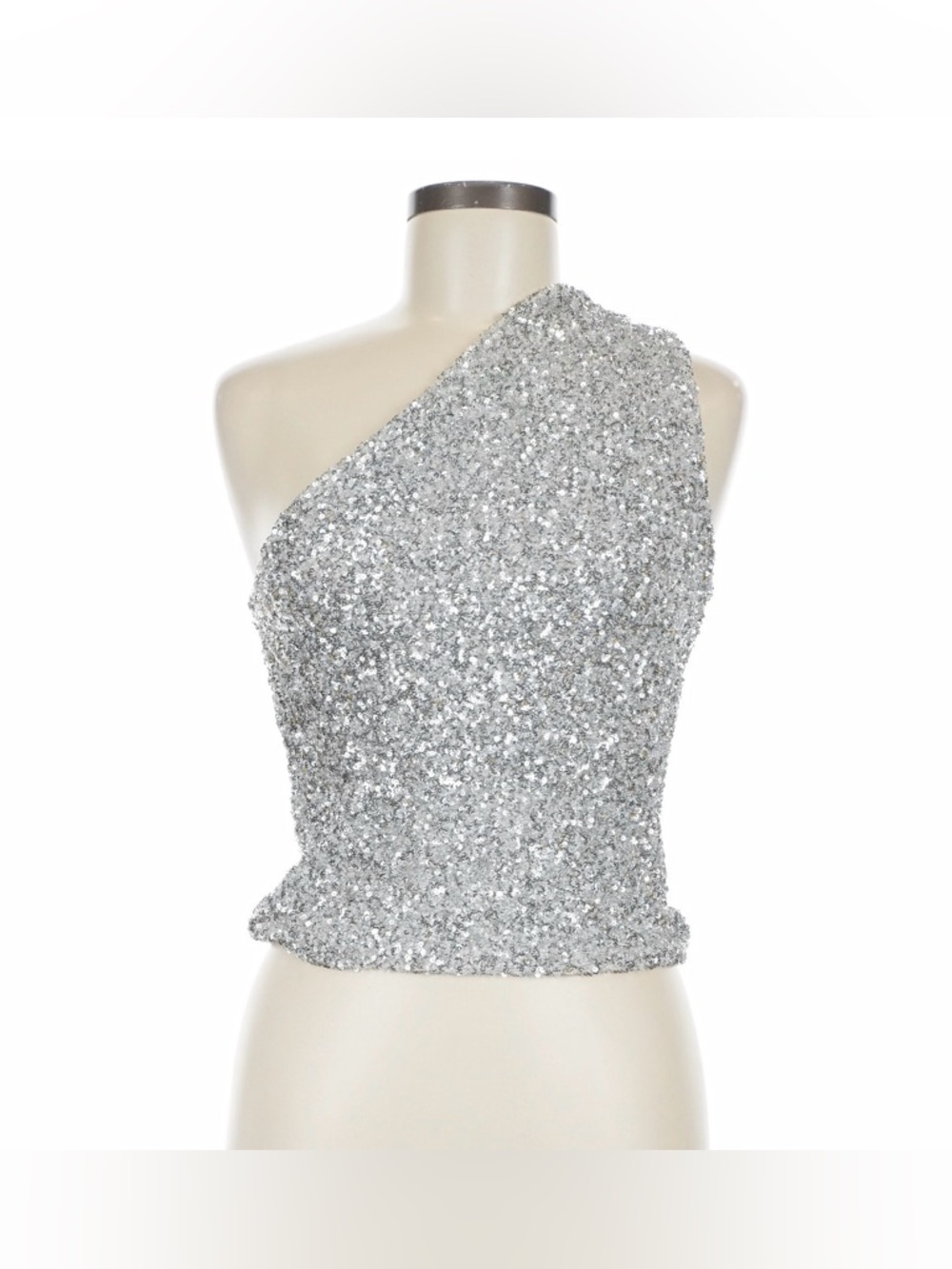 Zara One Shoulder Sequin Top NWT